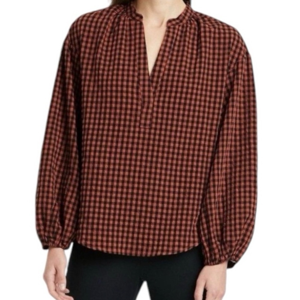 Orange and Black Checkered Blouse